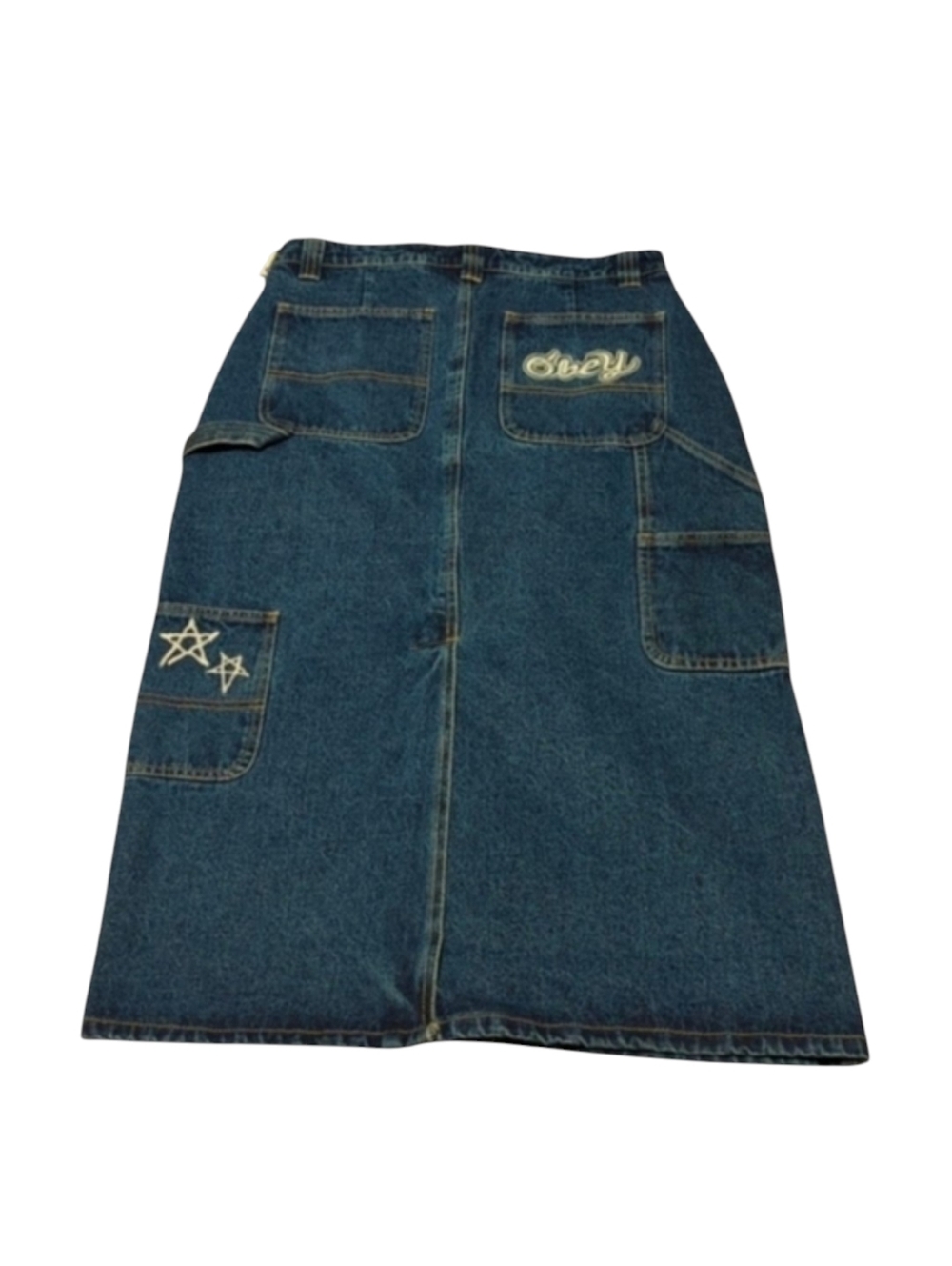 Obey Juniper Embroidered Midi Denim Skirt NWOT